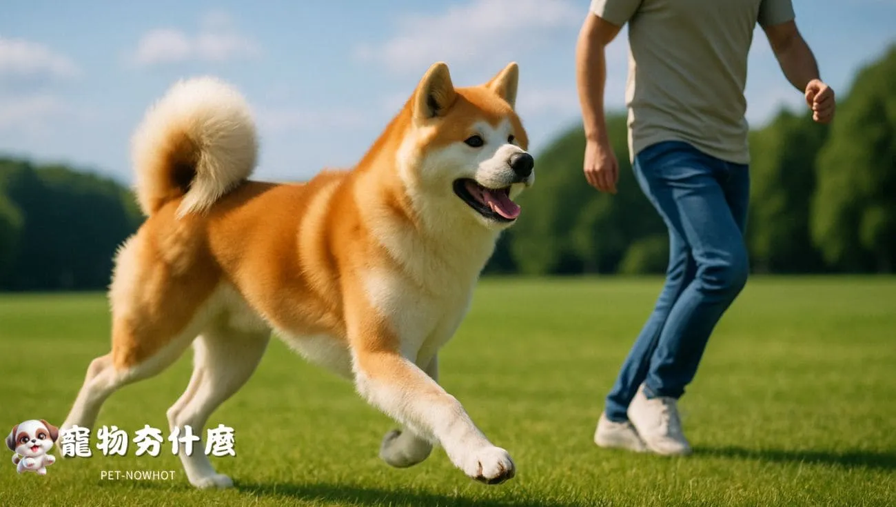 秋田犬戶外活動情境