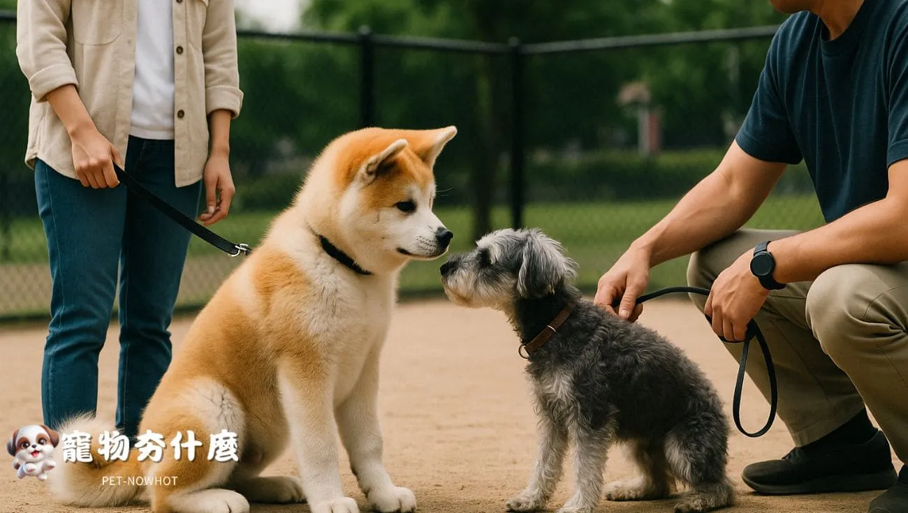 秋田犬進行社會化訓練
