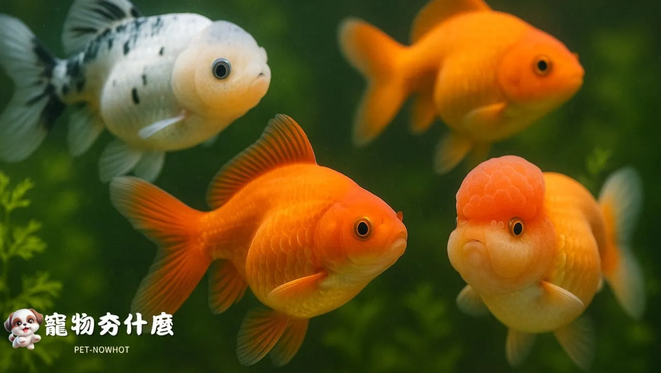 多種金魚品種特寫圖