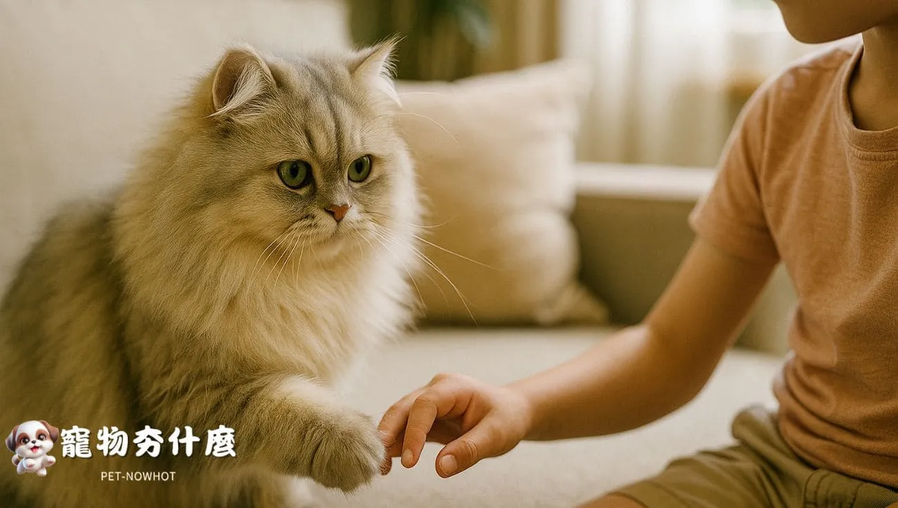 金吉拉貓與小孩互動