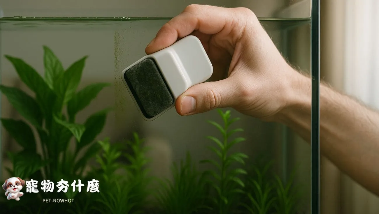 使用磁力刷清理魚缸