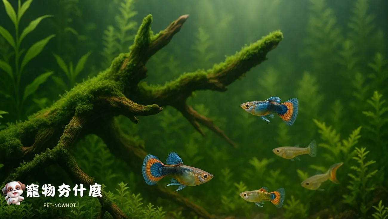 孔雀魚水草缸自然風景
