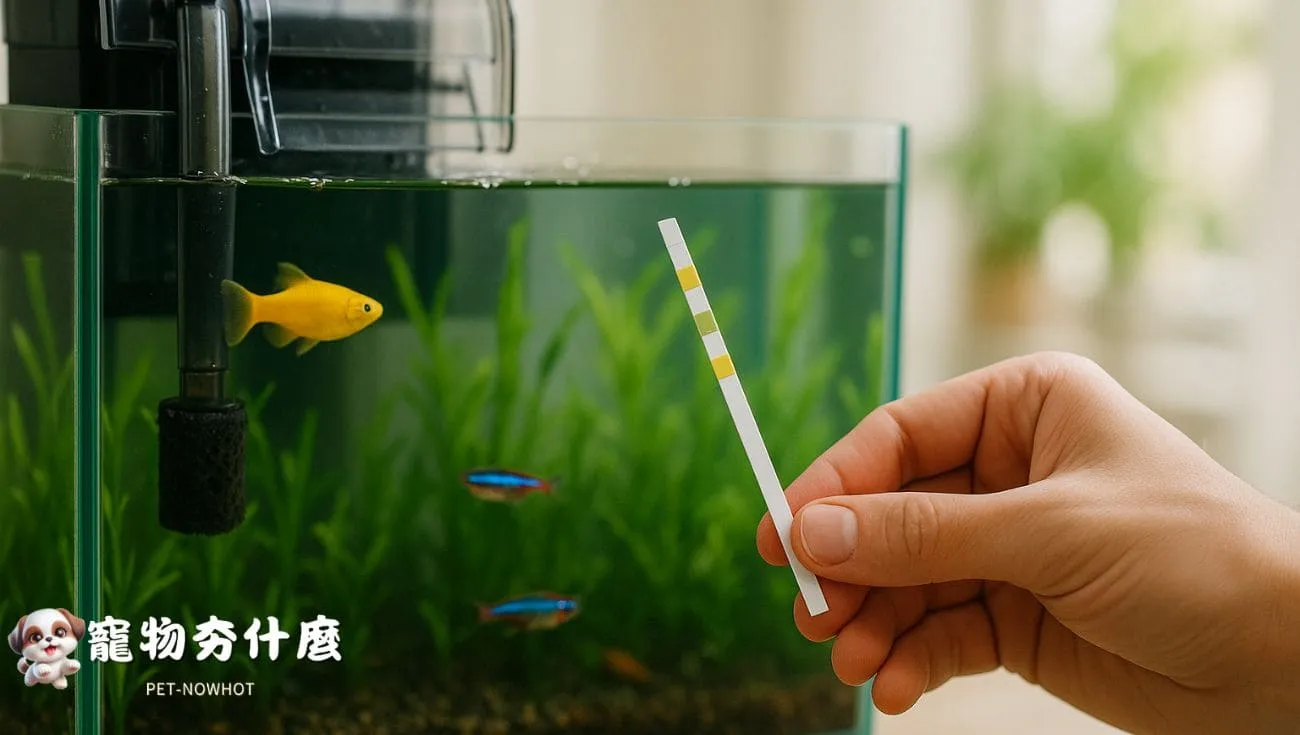 飼主檢測魚缸水質情景
