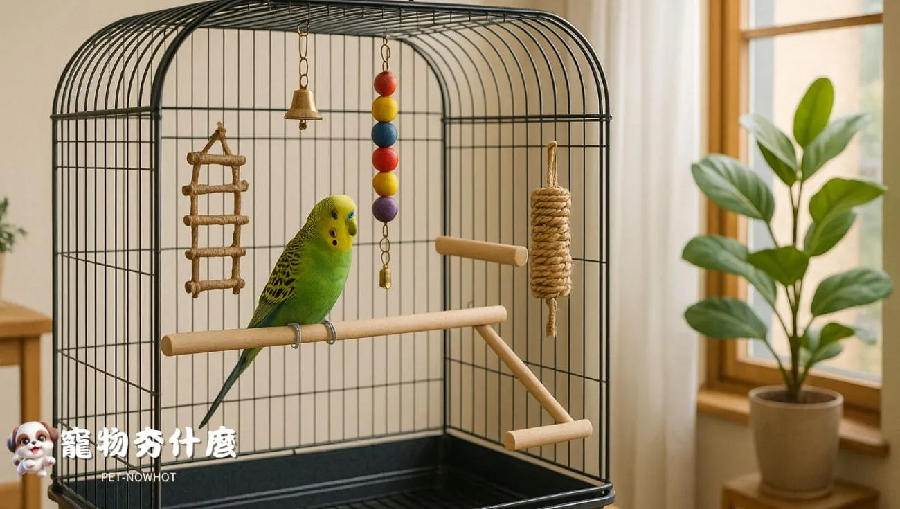 舒適自然鳥籠與虎皮鸚鵡