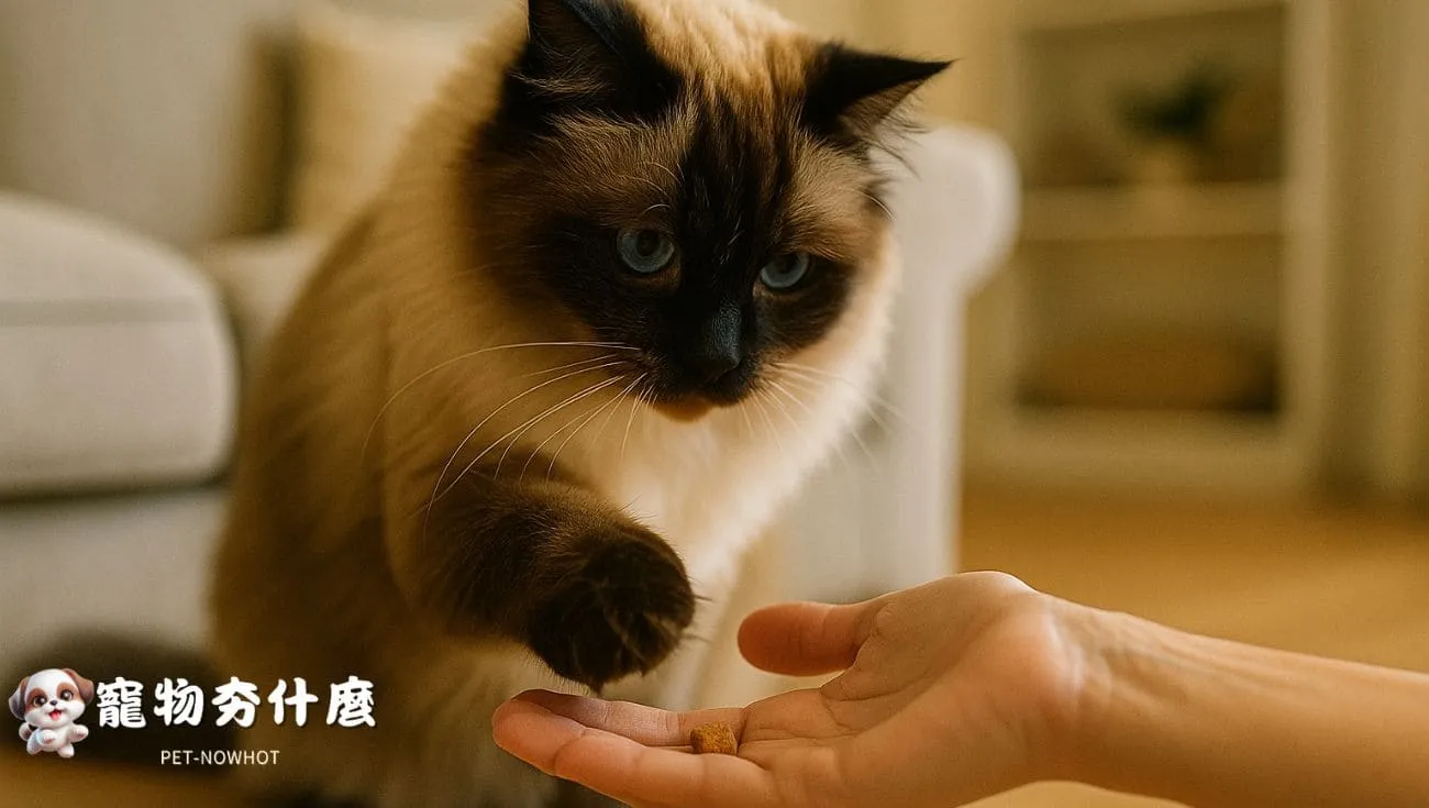 布偶貓接受訓練獎勵