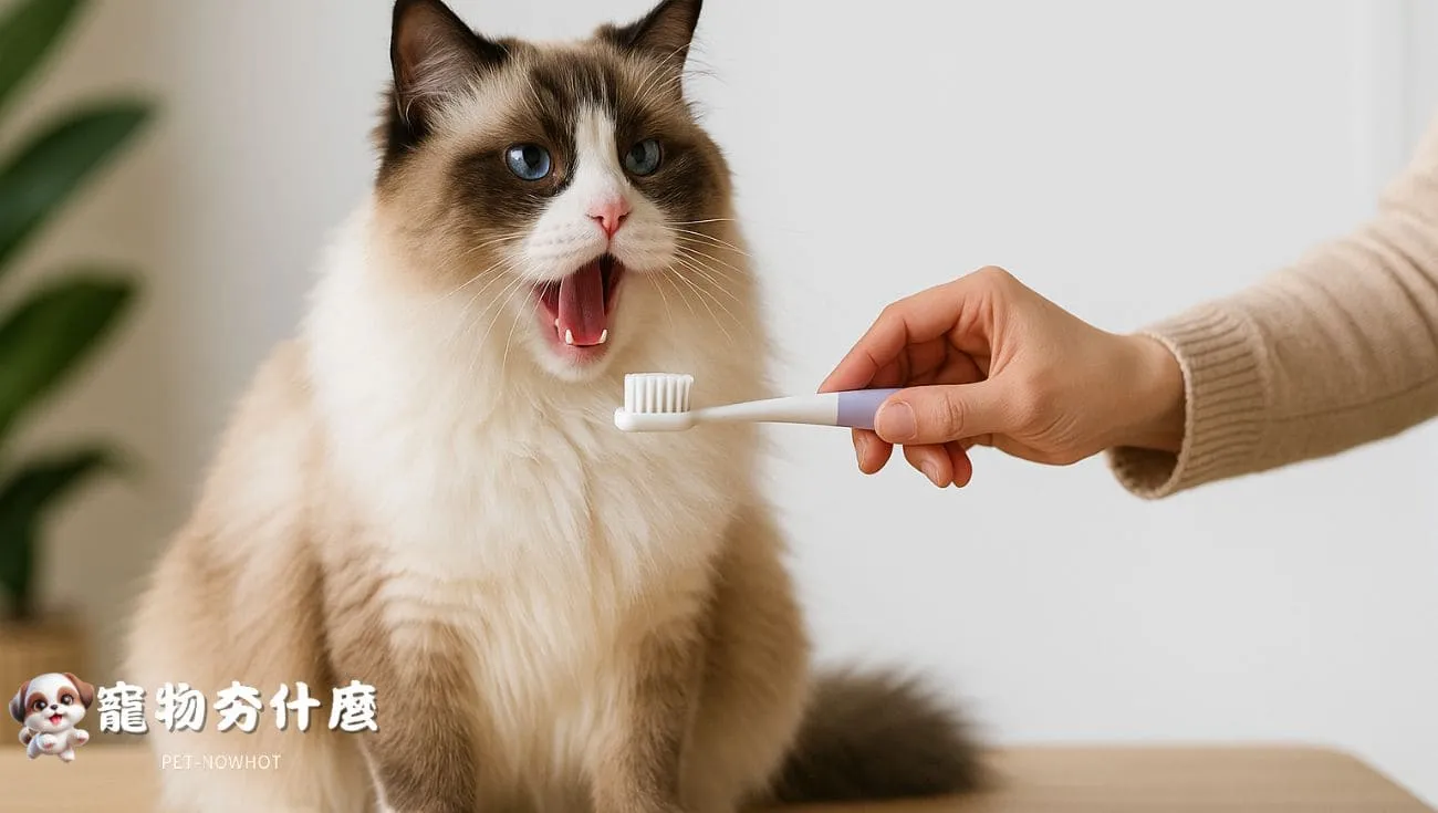 布偶貓接受刷牙清潔護理