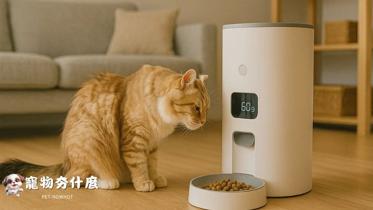 捲耳貓使用自動餵食器