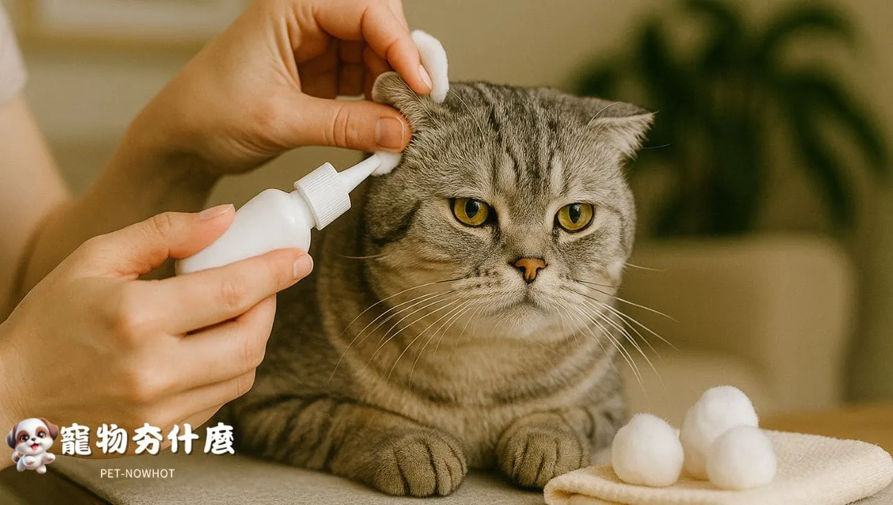 清潔摺耳貓耳朵過程