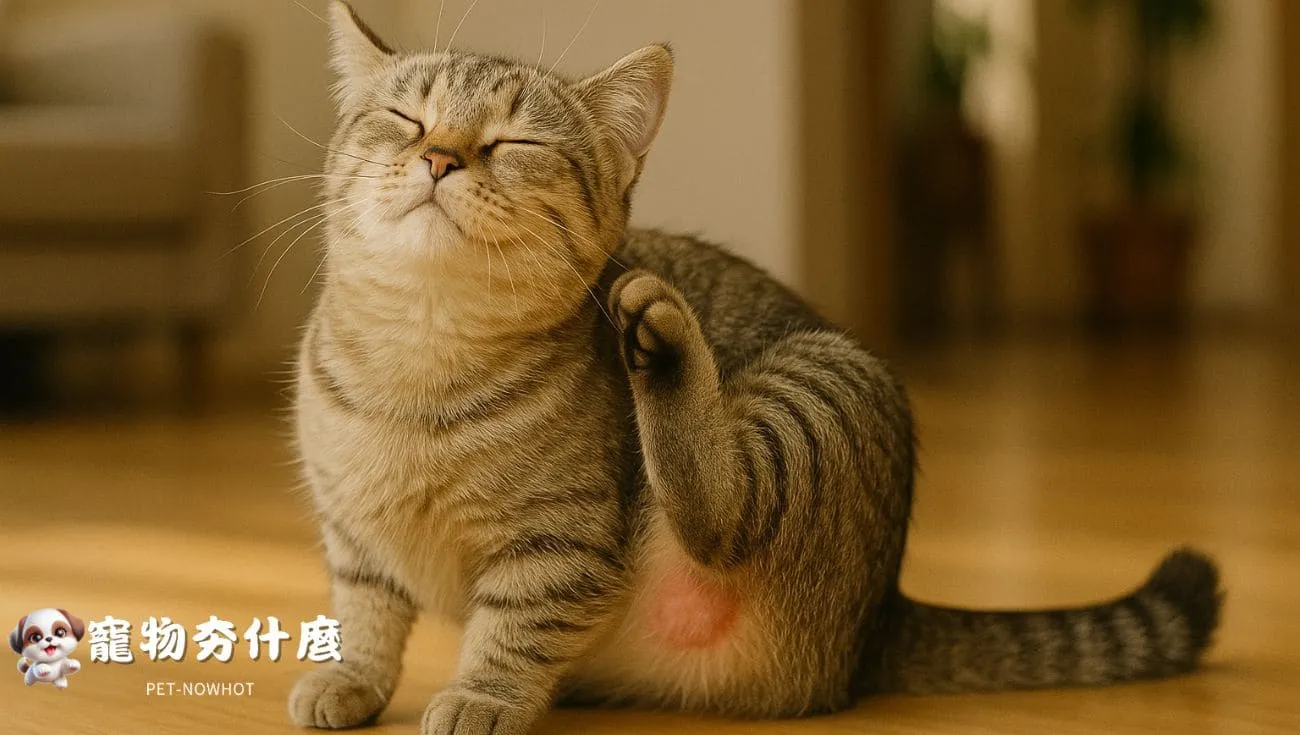 曼赤肯貓搔癢脖子畫面