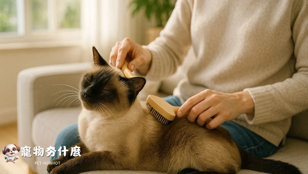 暹羅貓享受日常梳理