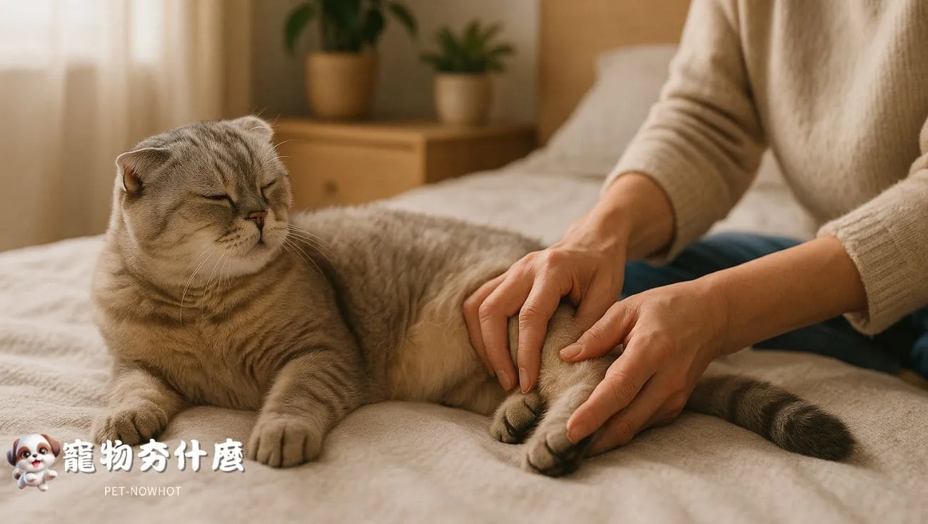 蘇格蘭摺耳貓主人體貼按摩
