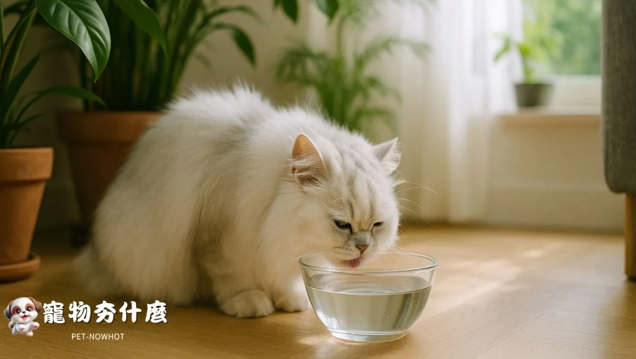 波斯貓玻璃碗飲水特寫