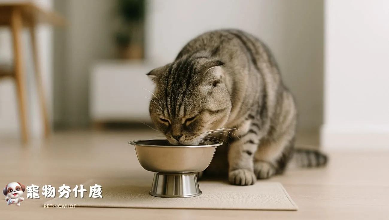 摺耳貓高腳碗慢食畫面