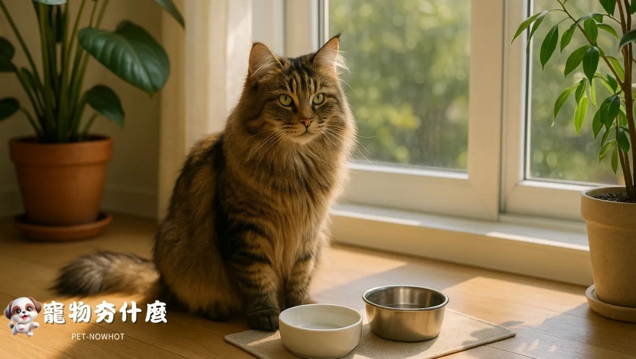 英短貓鋼碗用餐溫馨畫面