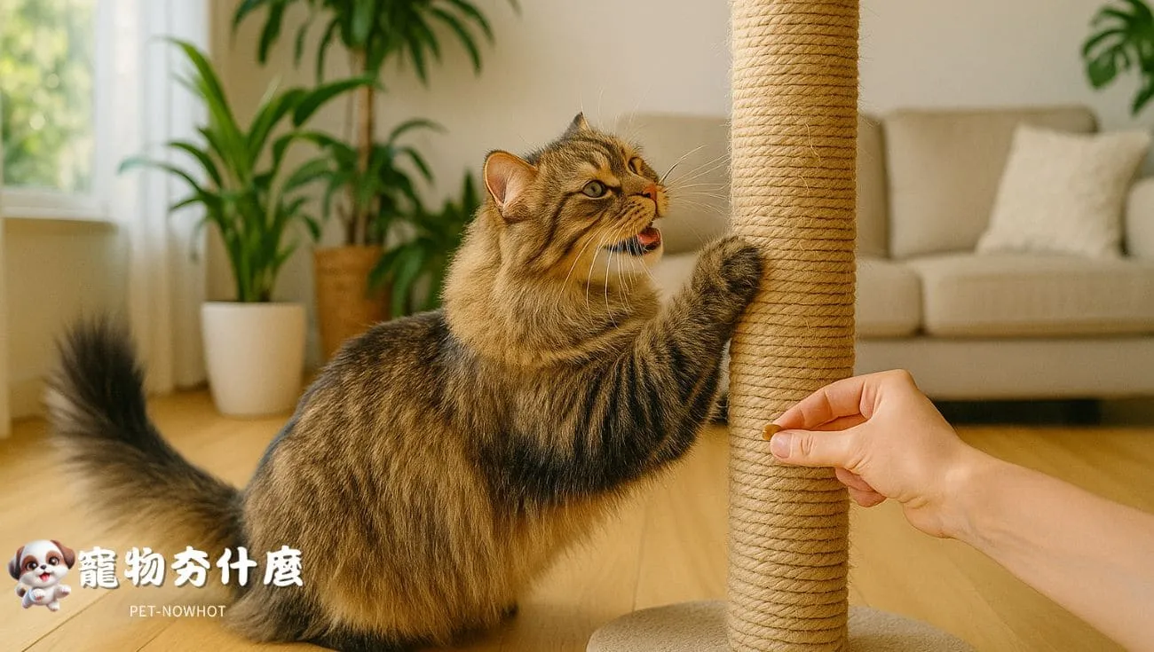 西伯利亞貓自然磨爪畫面