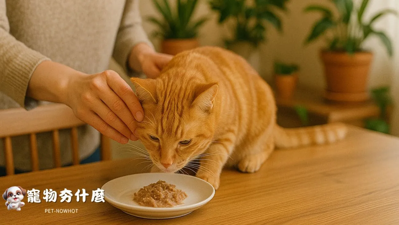 橘貓健康餵食互動照