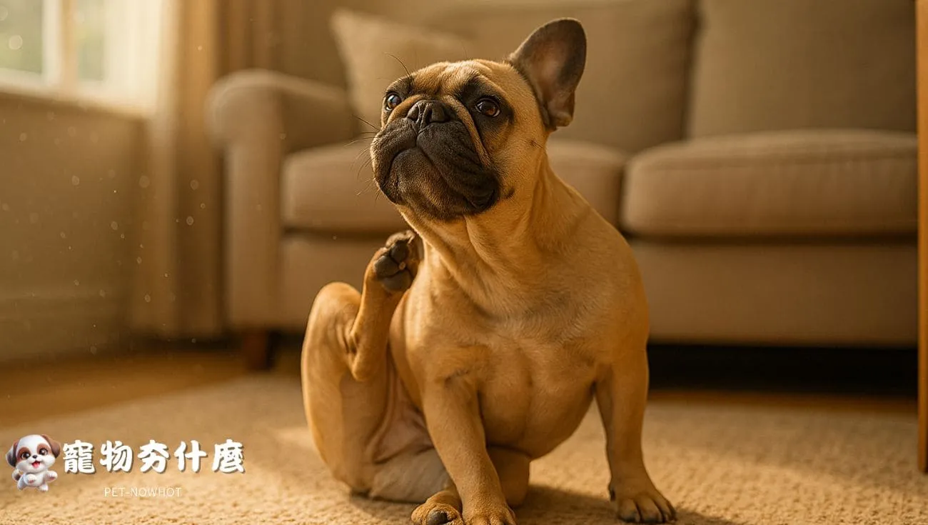 法鬥狗狗在室內搔癢