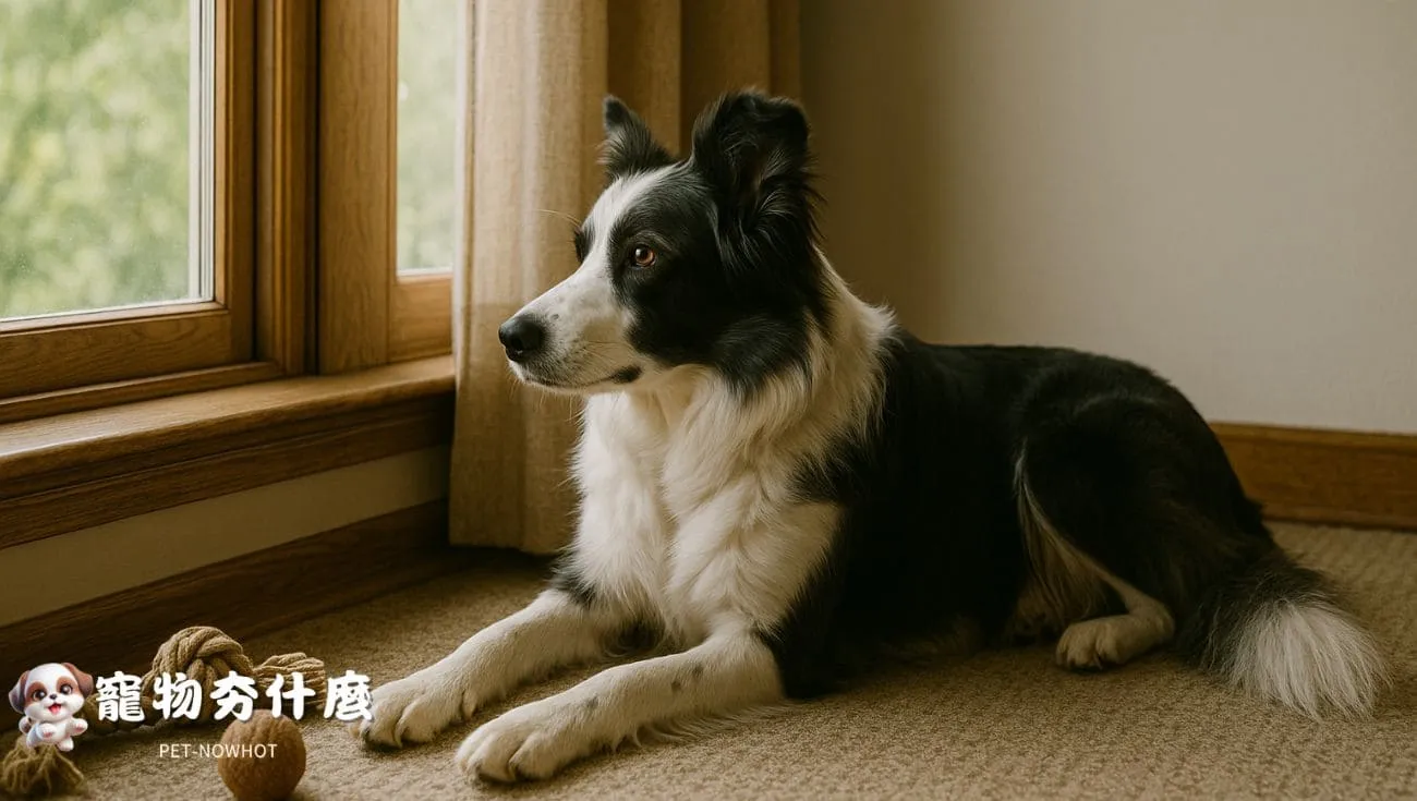 邊境牧羊犬安靜望向窗外