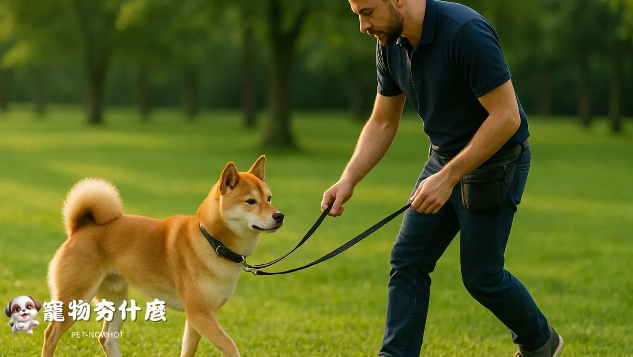 柴犬與訓練師訓練場景
