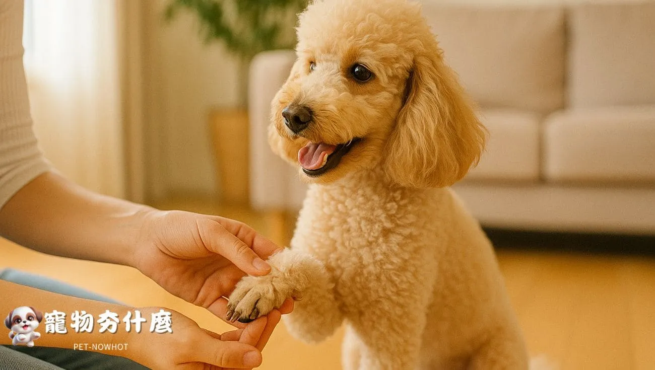 貴賓犬進行指掌脫敏訓練