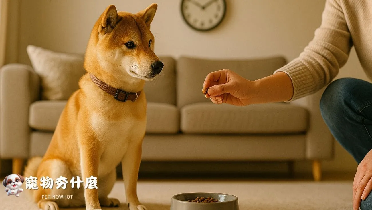 柴犬定時餵食畫面