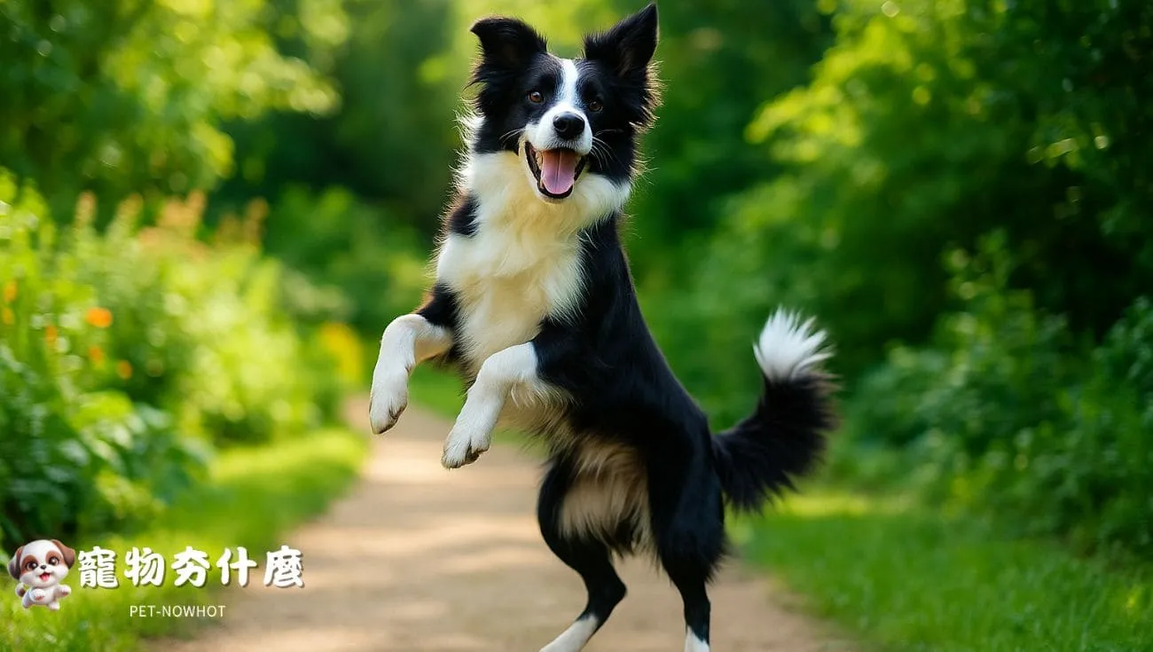 邊境牧羊犬開心跳躍迎接主人