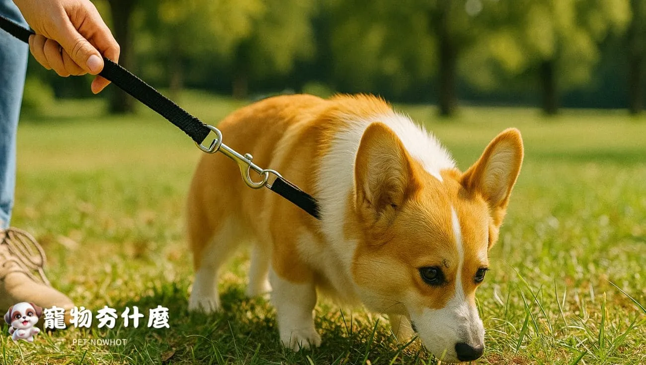 柯基戶外散步防止誤食