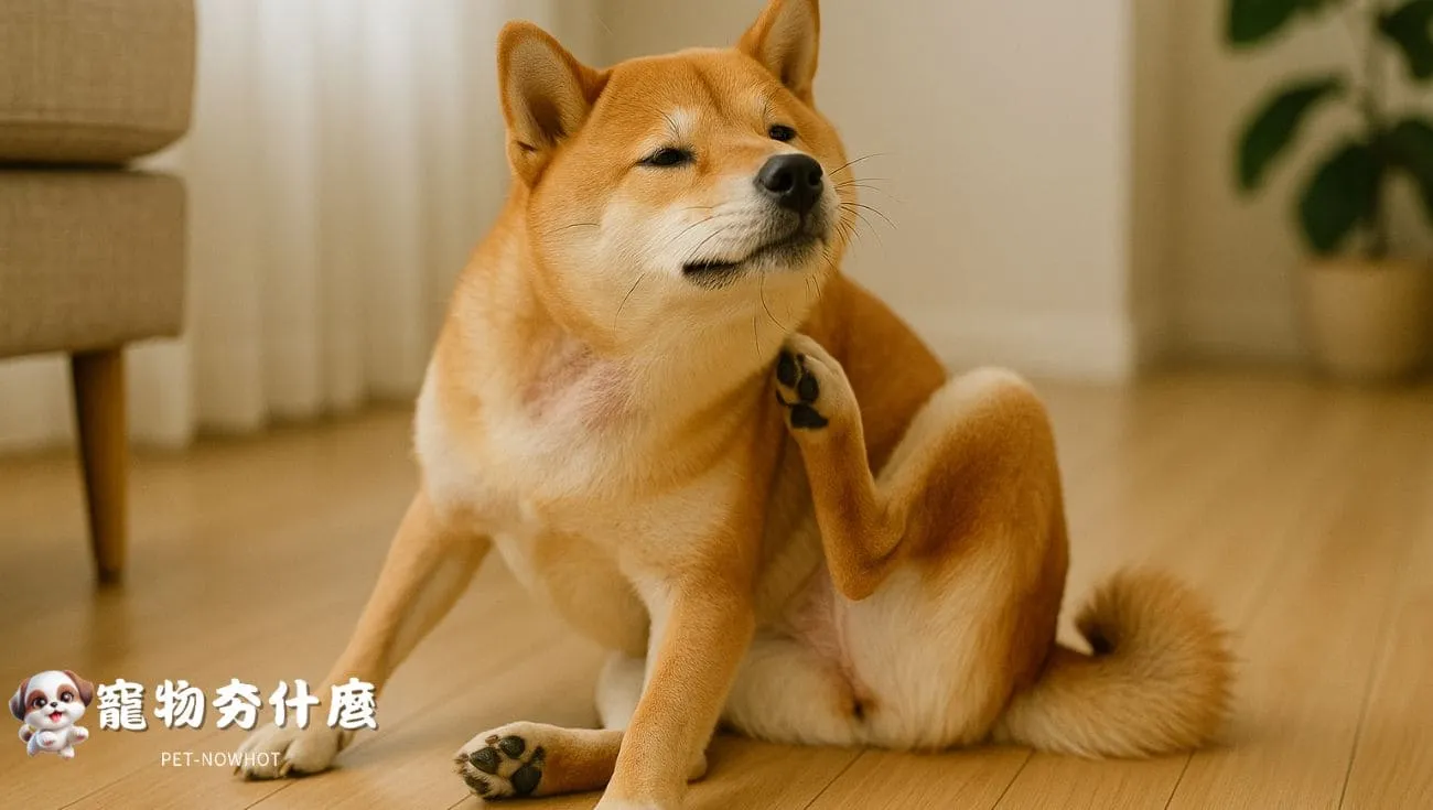 柴犬搔癢掉毛生活照