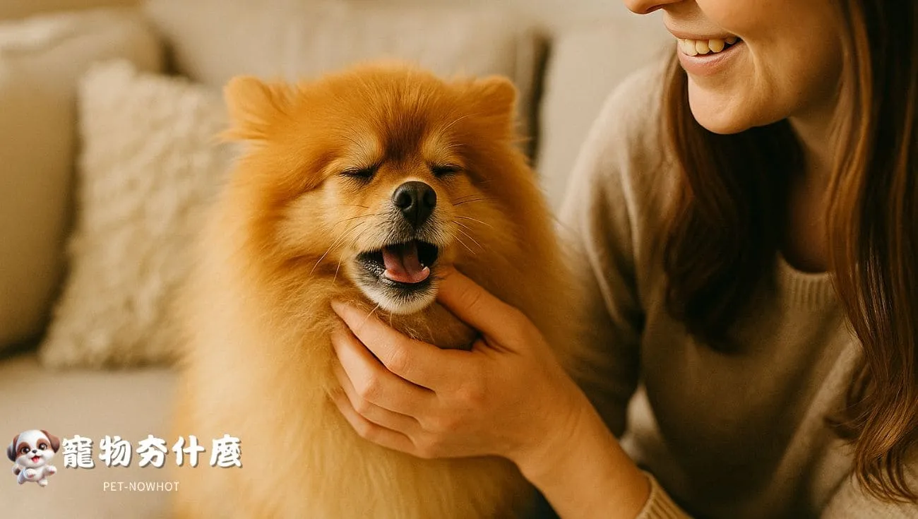 博美打噴嚏後被安撫