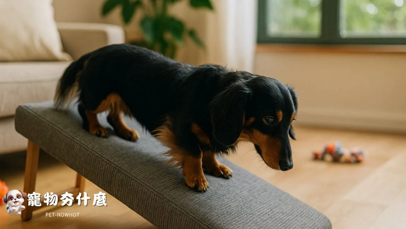 臘腸狗使用斜坡替代樓梯