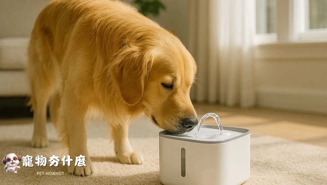 黃金獵犬自動飲水器喝水