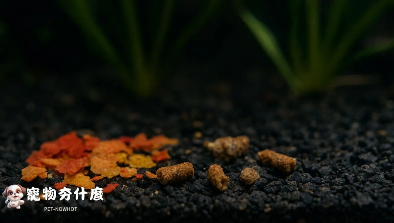 魚缸底部廢物堆積照