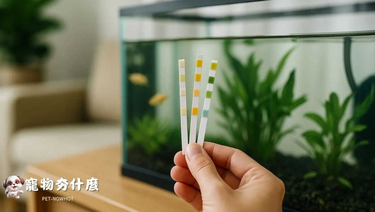 使用測試紙檢測魚缸水質