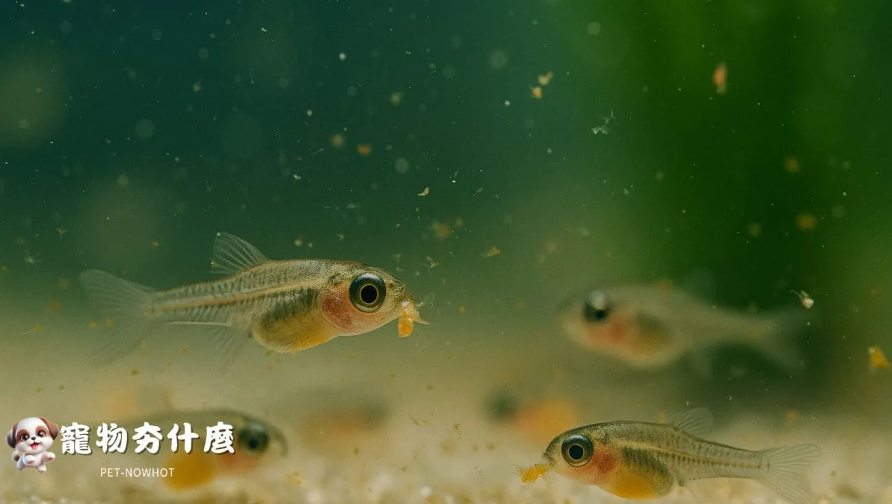 稚魚進食活餌中