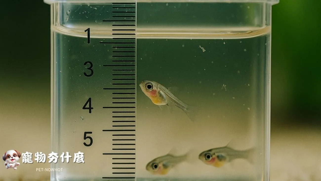測量稚魚體長畫面