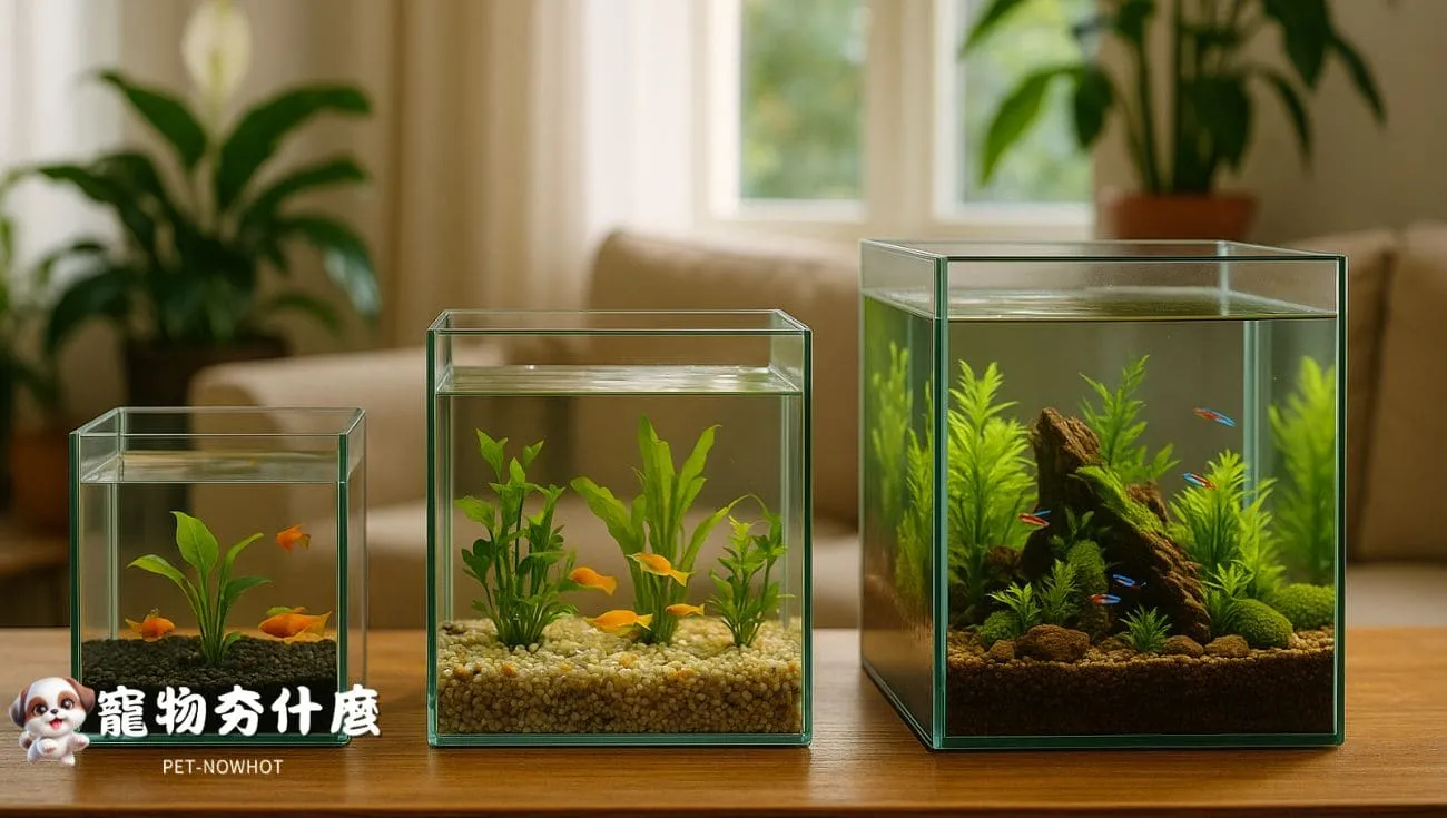 多種尺寸魚缸家用環境展示