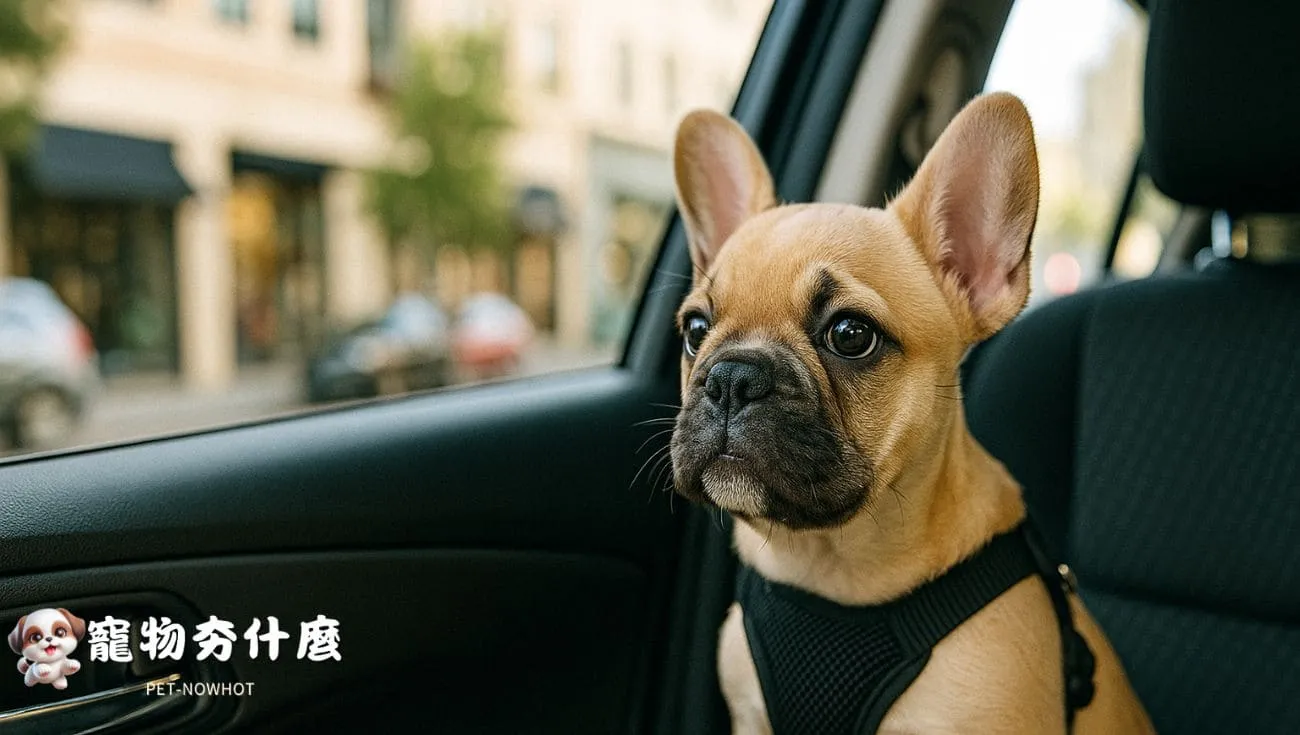 法鬥幼犬搭車訓練中