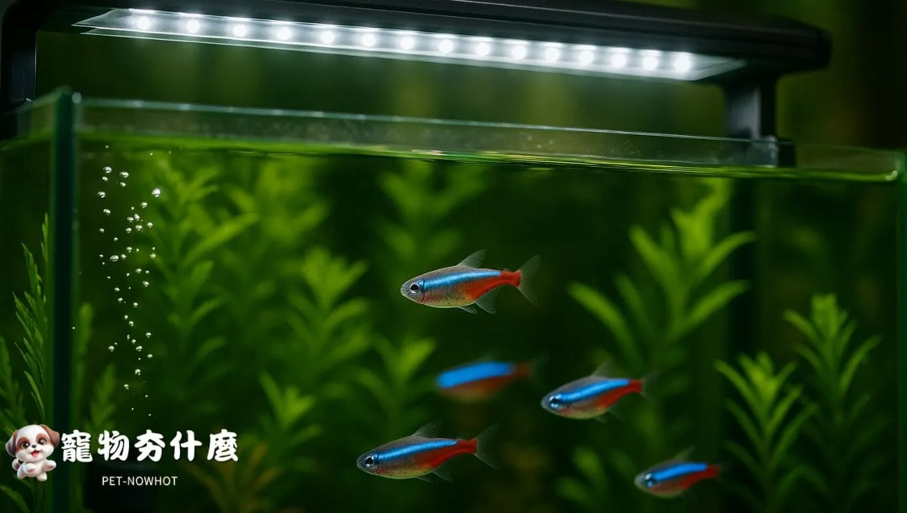 LED燈照亮熱帶魚缸