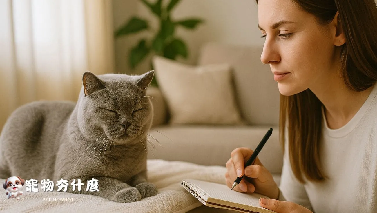 英短貓與飼主觀察互動