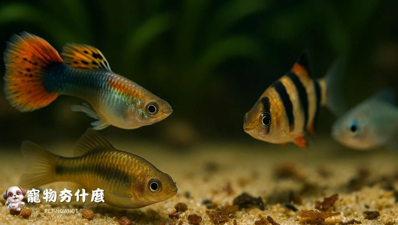 魚缸內殘餌與氨氮來源示意圖