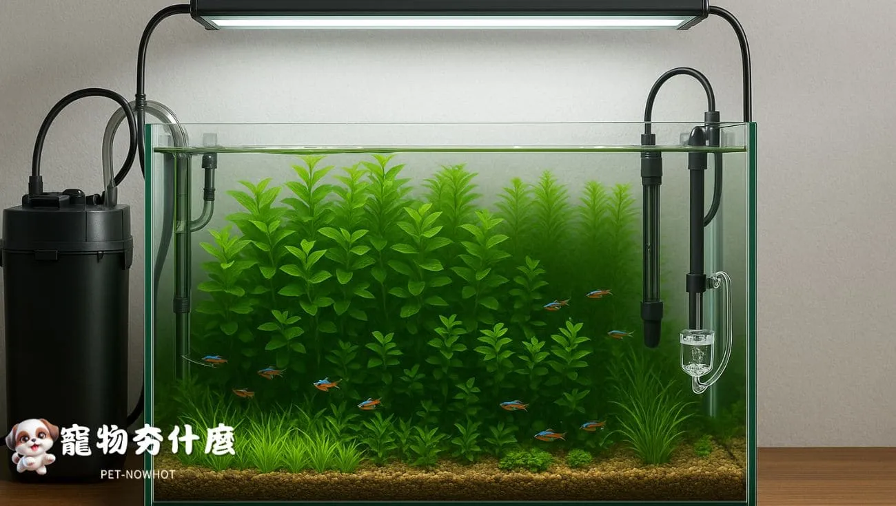 現代化水草缸設備運作場景