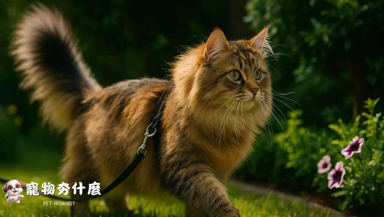 森林貓戶外牽繩散步
