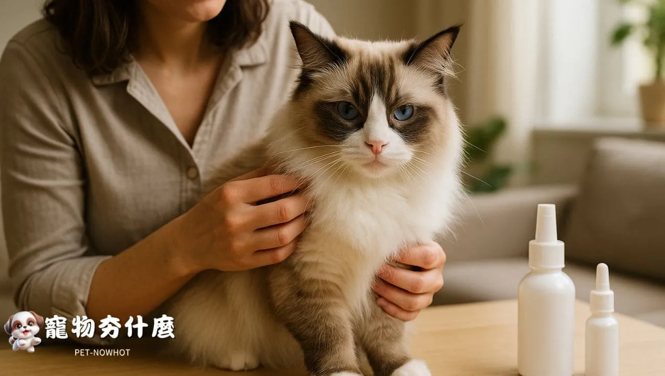 布偶貓接受主人細心皮膚檢查