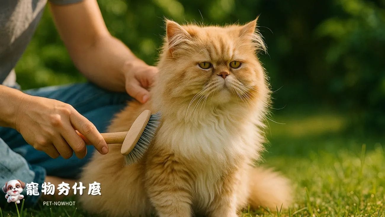 飼主為長毛貓梳毛