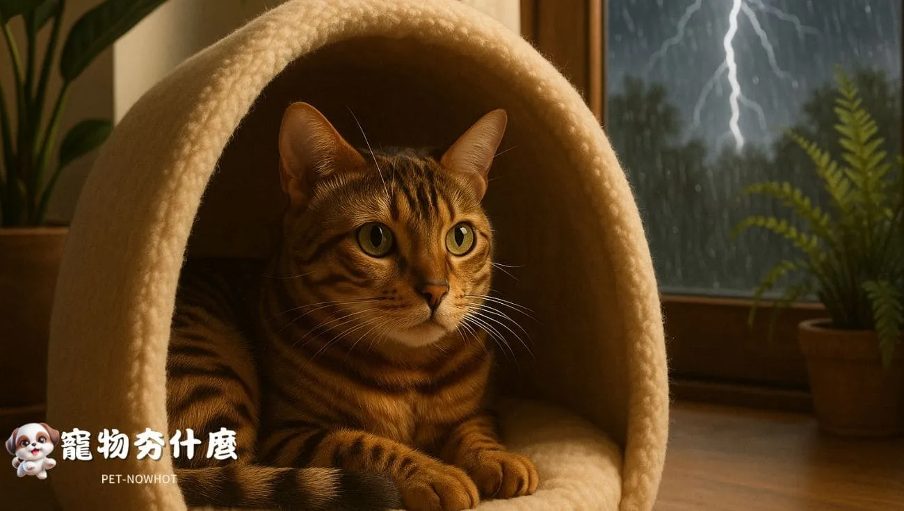 豹貓打雷天在窩裡休息