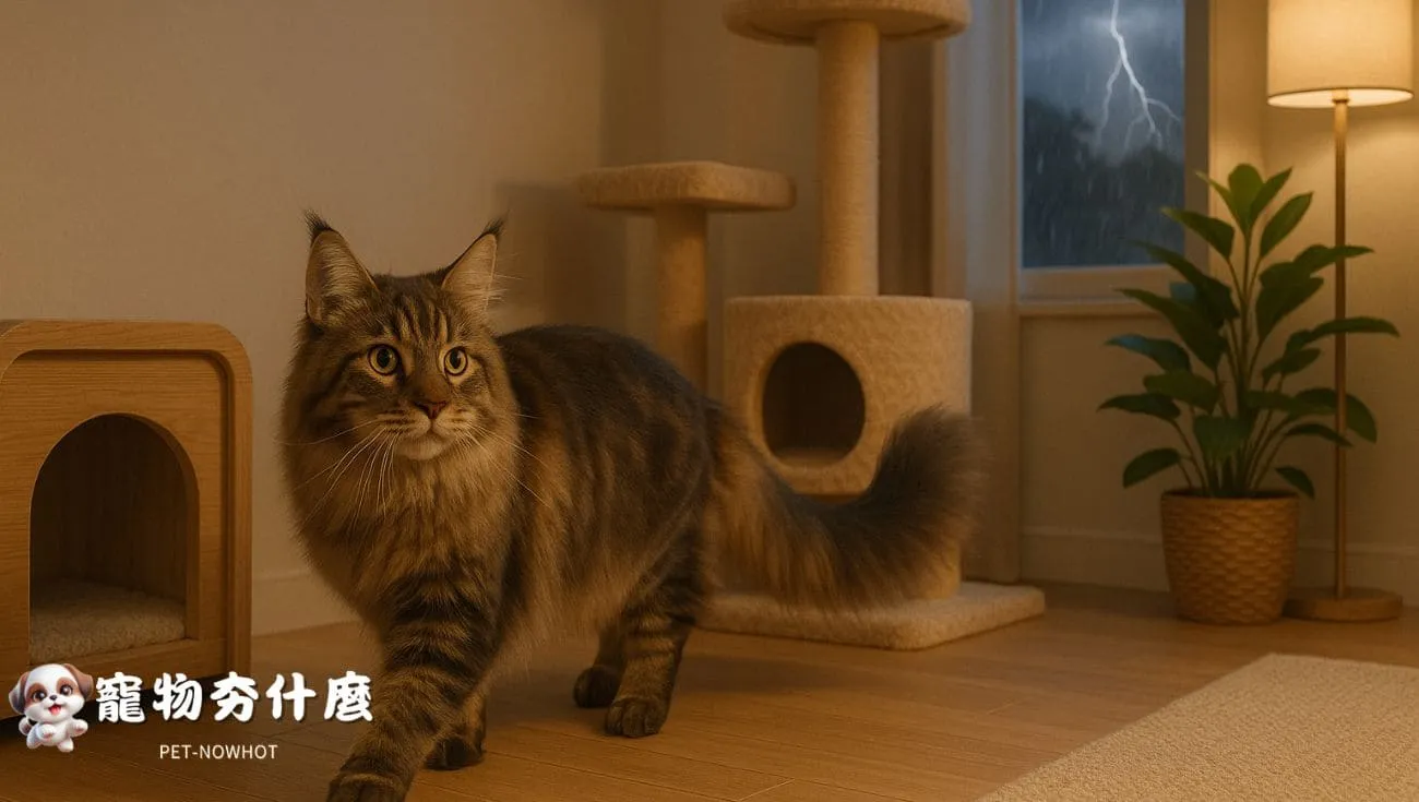 緬因貓在避難區域探險