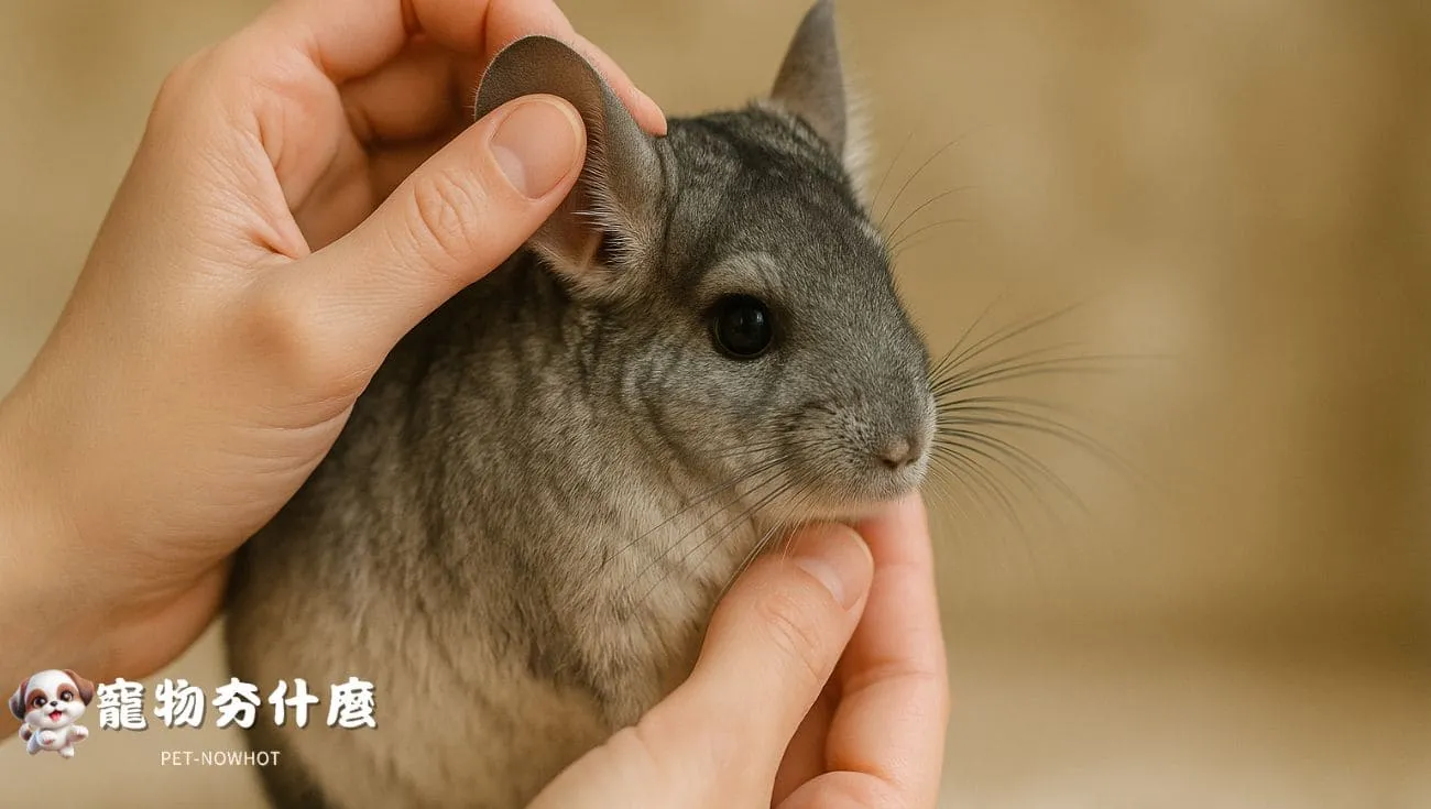 飼主細心檢查龍貓健康