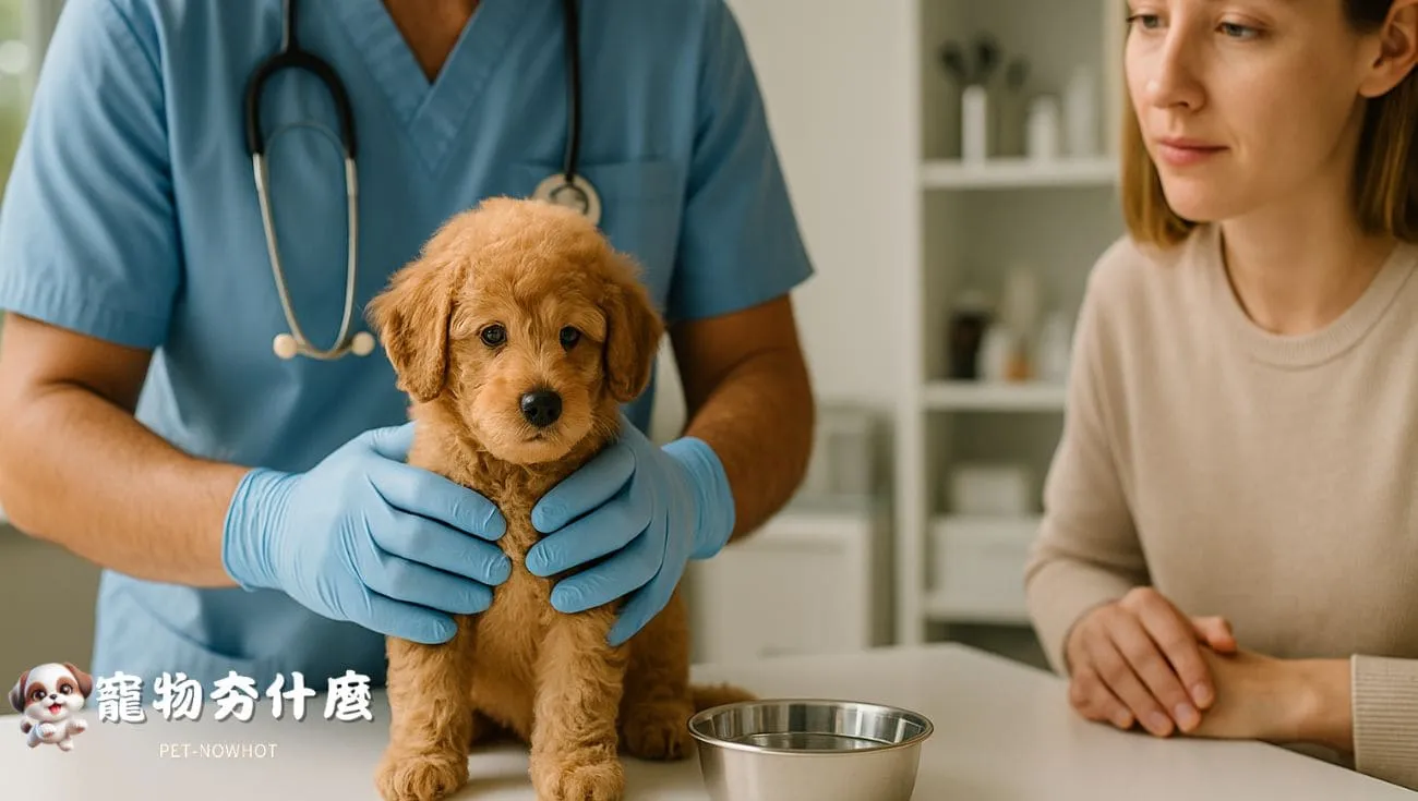 貴賓犬幼犬於動物醫院健康檢查