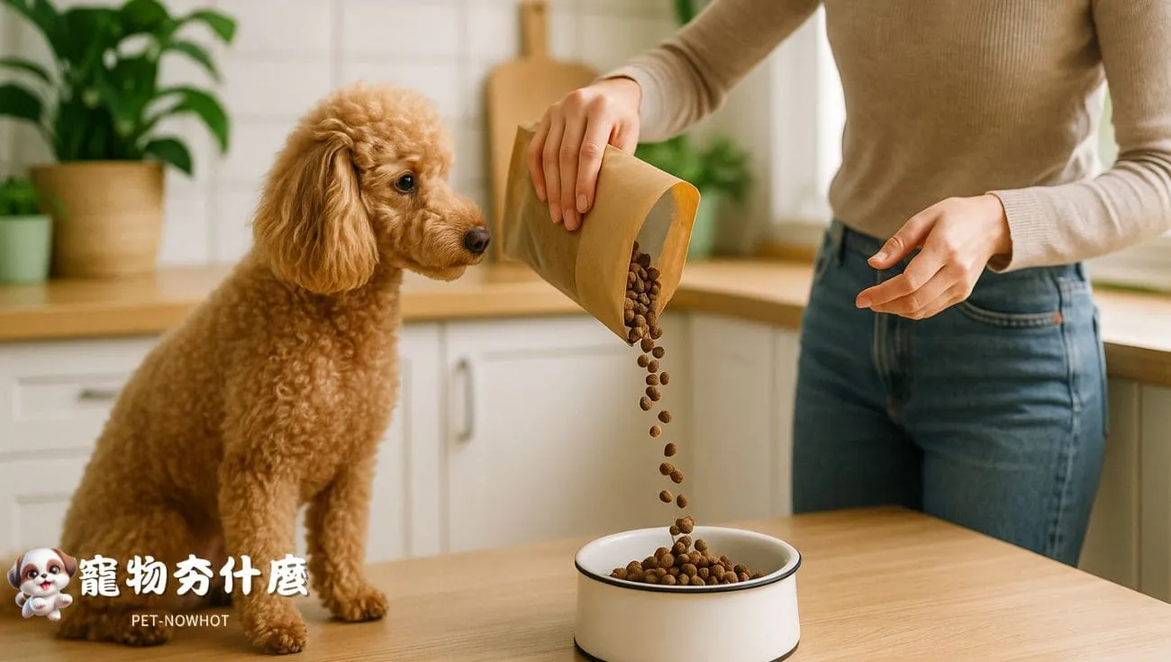 貴賓犬等待飼主準備優質犬糧主食