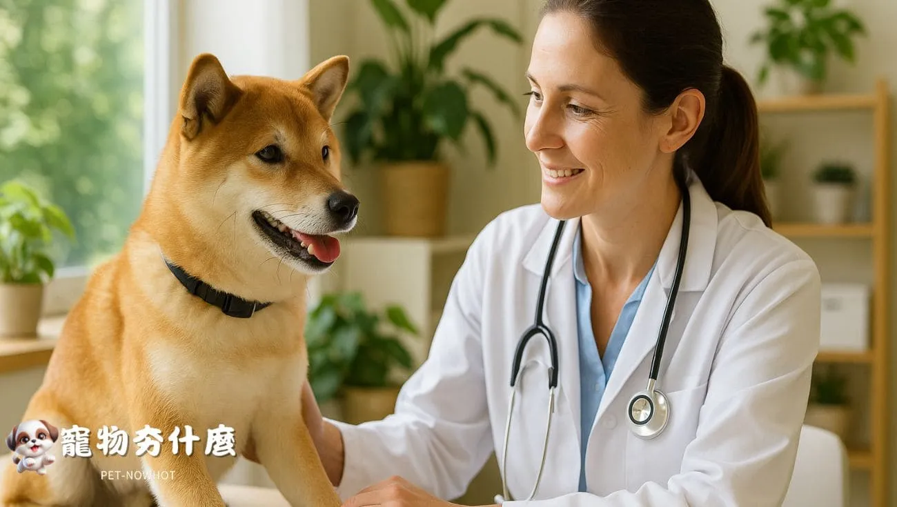 柴犬與獸醫諮詢情境